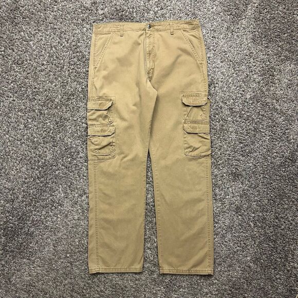 Vintage Wrangler Cargo Pants Military Baggy Fit y2k 36x32 (37x32) Beige Tan - Picture 9 of 9